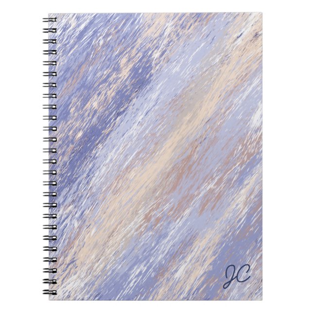 Messy Abstract Blue and Beige Paint Strokes Notebook (Front)