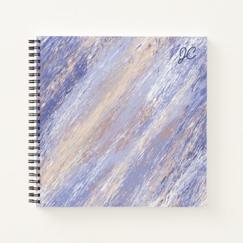 Messy Abstract Blue and Beige Paint Strokes Notebook