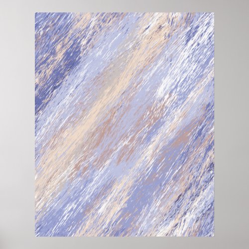 Messy Abstract Blue and Beige Paint Strokes Poster