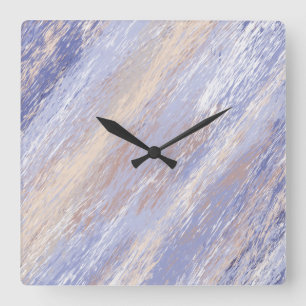 Messy Abstract Blue and Beige Paint Strokes Square Wall Clock