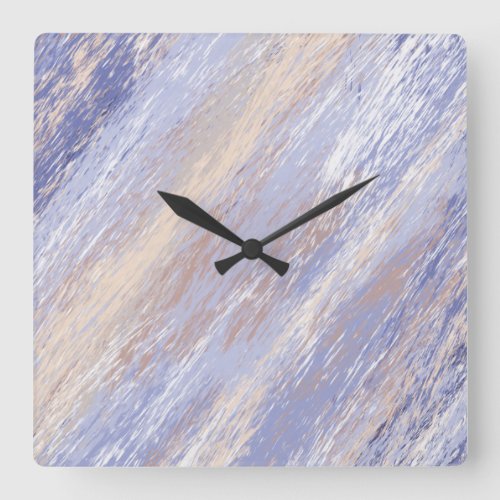 Messy Abstract Blue and Beige Paint Strokes Square Wall Clock