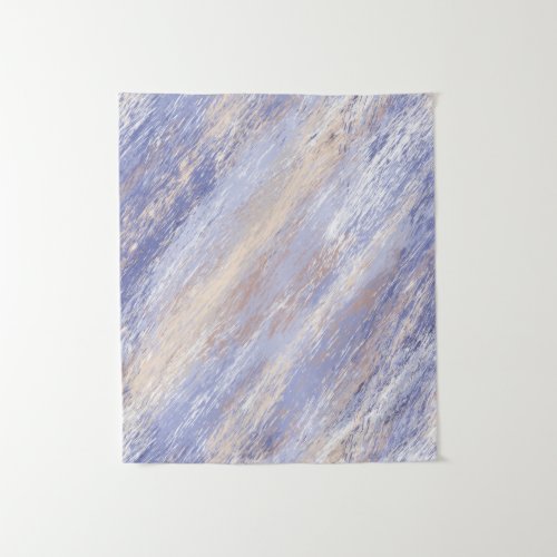 Messy Abstract Blue and Beige Paint Strokes Tapestry