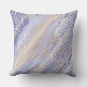 Messy Abstract Blue and Beige Paint Strokes Throw Pillow