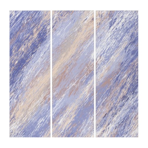 Messy Abstract Blue and Beige Paint Strokes Triptych