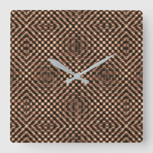 Messy and messy brown chess over each other square wall clock