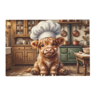 Messy Baking Highland Cow, placemat