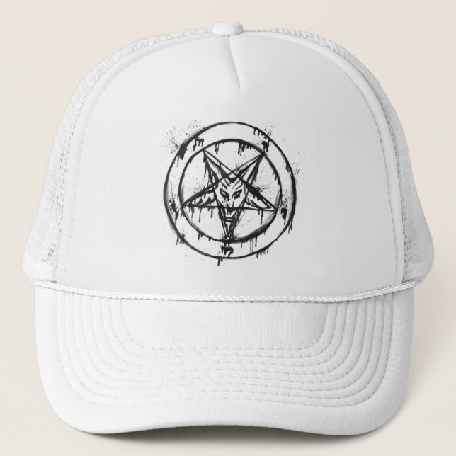 Messy Baphomet Trucker Hat (Front)