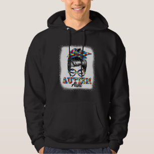 Messy Bun Autism Aunt Autism Month Cute Colorful H Hoodie