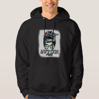 Messy Bun Autism Aunt Autism Month Cute Colorful H Hoodie