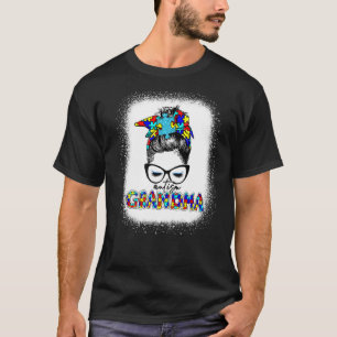 Messy Bun Autism Grandma Grandkids Puzzle Autism A T-Shirt