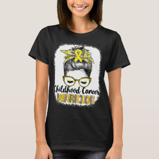 Messy Bun Childhood Cancer Warrior T-Shirt