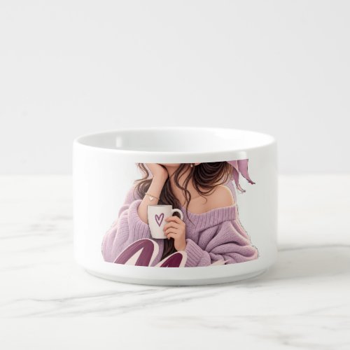 Messy Bun Coffee Mom — Cozy Mom Life Aesthetic Bowl