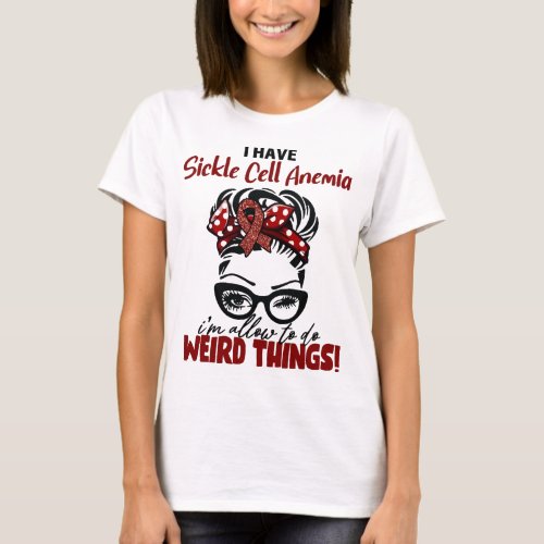 Messy Bun Funny Sickle Cell Anemia Warrior T_Shirt