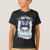 Messy Bun Girl Suicide Prevention Mental Health Gr