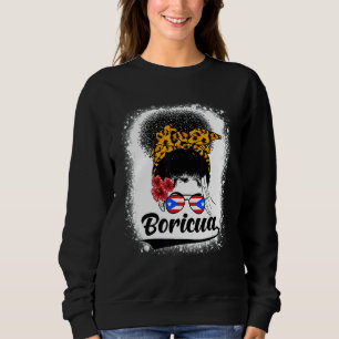 Messy Bun Hair Boricua Puerto Rico Puerto Rican Fl Sweatshirt