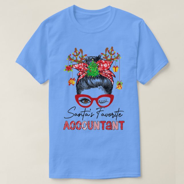 Messy Bun Hair Christmas TreeSantax27s Favorite Ac T-Shirt (Design Front)
