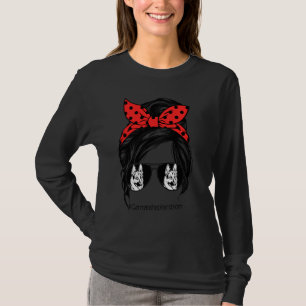 Messy Bun Hair Glasses German Shepherd Mom Life T-Shirt
