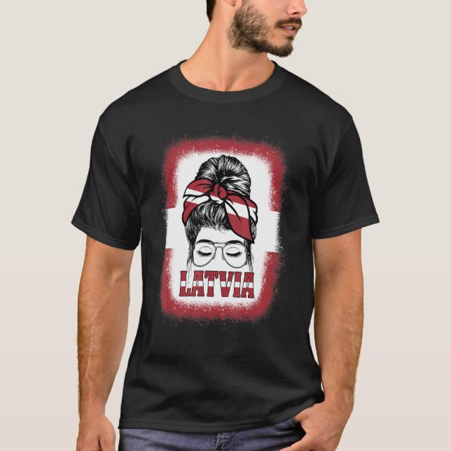 Messy Bun Hair Latvian Girl Latvia Pride Girls Wom T-Shirt (Front)