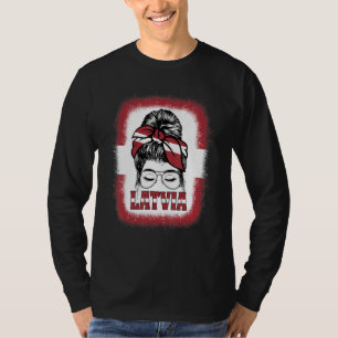 Messy Bun Hair Latvian Girl Latvia Pride Girls Wom T-Shirt