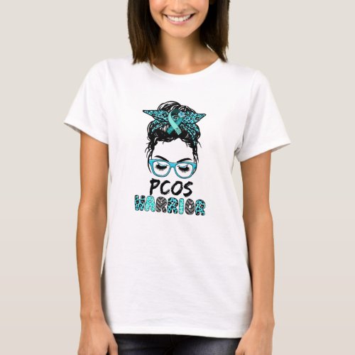 Messy Bun Hair PCOS Polycystic Ovarian Syndrome  T_Shirt