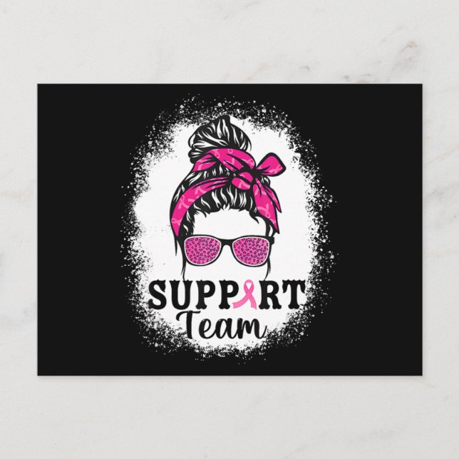 Messy Bun Hair Support Team Breast Cancer Awarenes Postcard (Front)