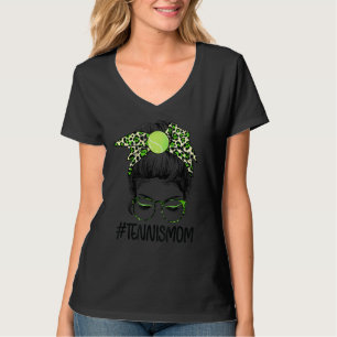 Messy Bun Hair Tennis Mom Happy Mother's Day Women T-Shirt