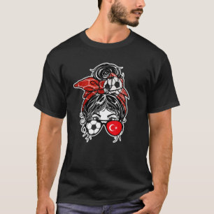 Messy Bun Hair Turkish Soccer Girl Turkey Jersey S T-Shirt