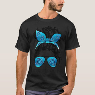 Messy Bun Hair Woman Turtle Mom Turtle Sea Mother T-Shirt