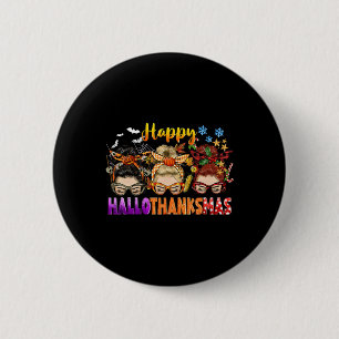 Messy Bun Halloween To Christmas Women Happy Hallo Button