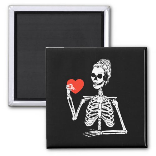 Messy Bun Heart Valentines Day Bones Skull Love  Magnet