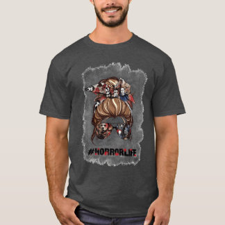 Messy Bun Horror Life Mom Halloween girl T-Shirt