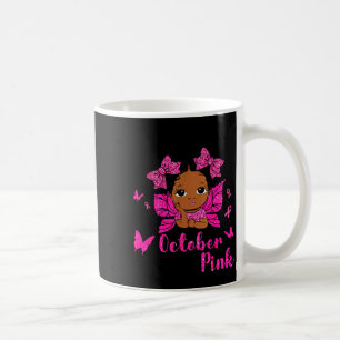 Messy Bun In October We Wear Nk Breast Cancer Blac Coffee Mug