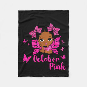 Messy Bun In October We Wear Nk Breast Cancer Blac Fleece Blanket
