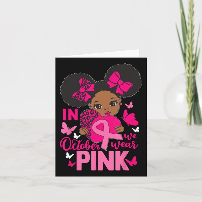 Messy Bun In October We Wear Pink Breast Cancer Bl Card (Front)