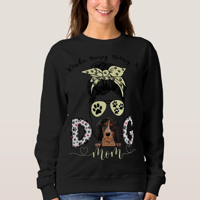 Messy Bun Kinda Busy Being A Dog Mom Life Bluetick Sweatshirt (Front)