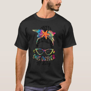 Messy Bun Leopard Tie Dye Bus Driver Off Duty Summ T-Shirt