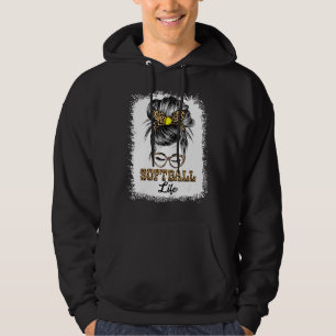 Messy Bun Mom Life Softball Mothers Day For Mom Wo Hoodie