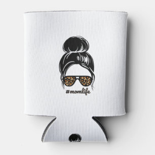 Messy Bun Mom Life with Leopard Sunglasses-Mom Can Cooler