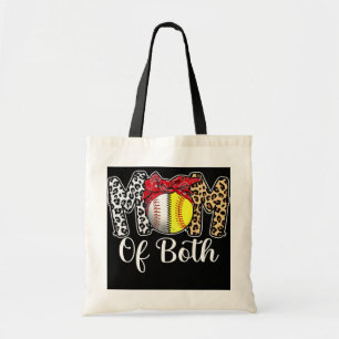 Messy Bun Mom Of Both Baseball Softball Mom Tote Bag