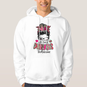 Messy Bun One Loved Dialysis Technician Valentine' Hoodie