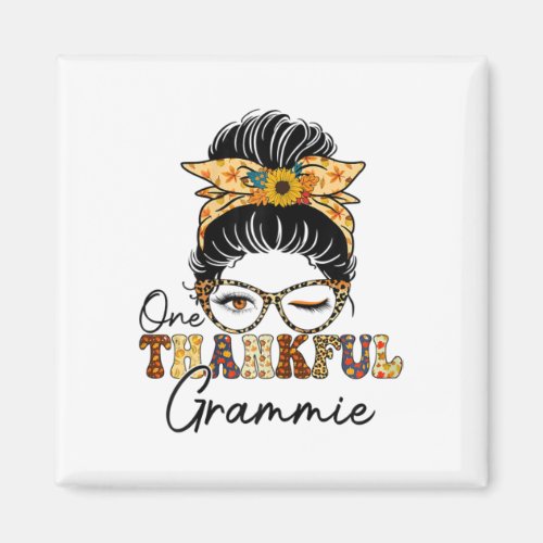 Messy Bun One Thankful Grammie Fall Autumn Thanksg Magnet