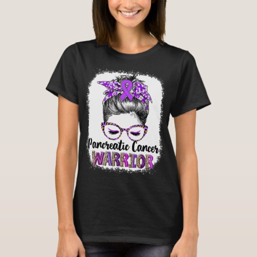 Messy Bun Pancreatic Cancer Warrior T_Shirt