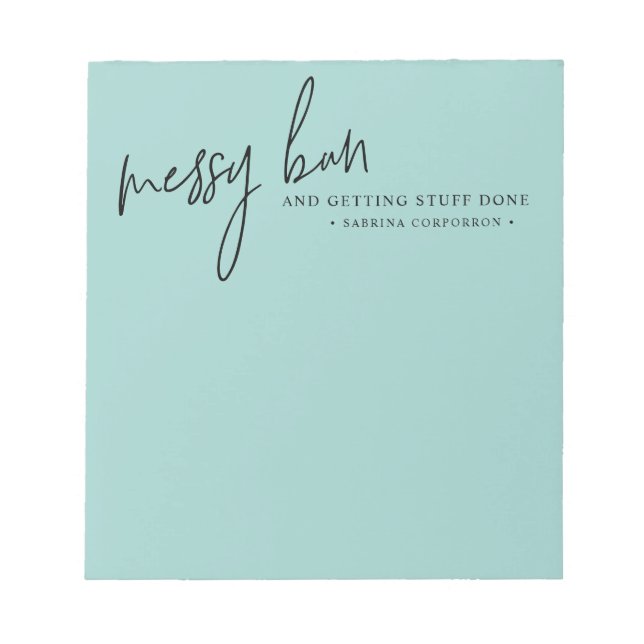 Messy Bun Personalized To Do List | Turquoise Notepad (Front)