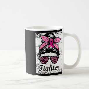 Messy Bun Pink Warrior Breast Cancer Awareness Coffee Mug