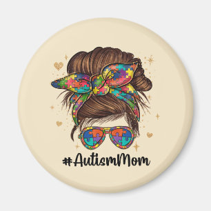 Messy Bun Proud Autism Mom Magnet