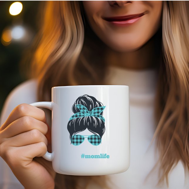 Messy Bun, Shades, and Scarf Mom Life Coffee Mug (Creator Uploaded)