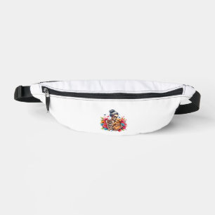 Messy Bun Skeleton Cute Puppy Dog Lovers Halloween Fanny Pack