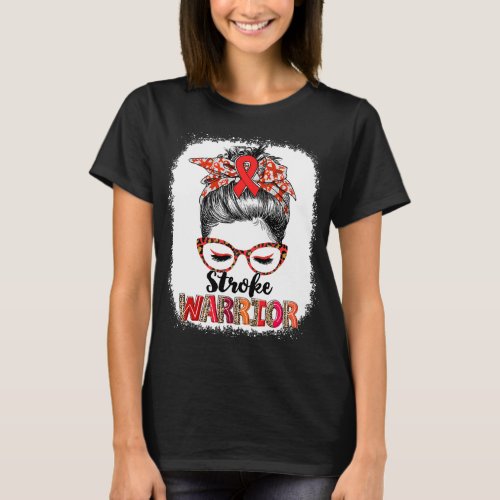 Messy Bun Stroke Warrior T_Shirt