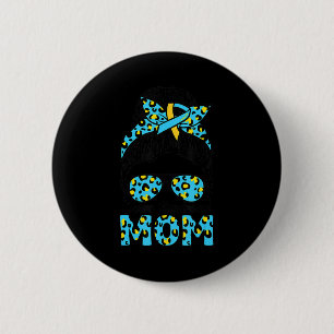 Messy Bun Sunglass Leopard Down Syndrome Awareness Button