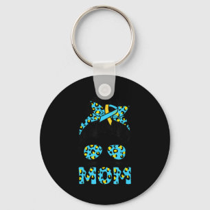 Messy Bun Sunglass Leopard Down Syndrome Awareness Keychain